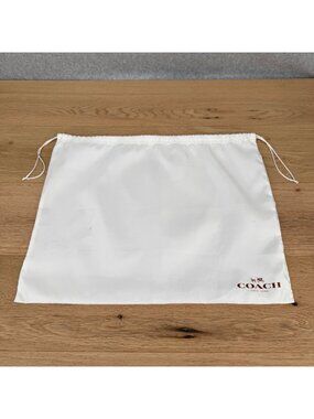 Coach Satin Dust Cover Bag 19"x15" White Logo Purse Handbag Storage Drawstring